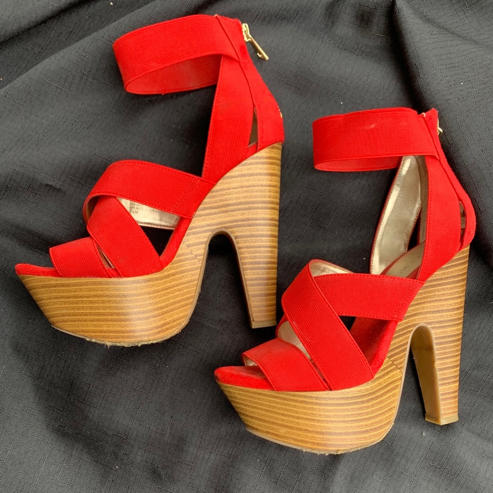 Red Strap platform heels